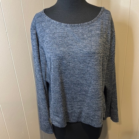 Max Studio marked navy blue denim tone super stretch ribbed top. New with tag. S - Picture 1 of 8